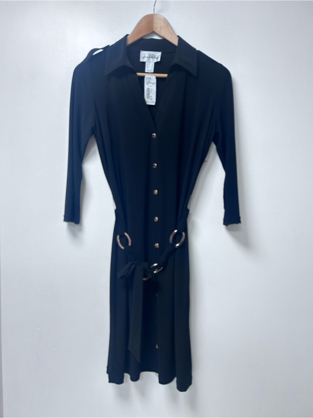 Joseph Ribkoff R3-154009 Black Belted Shirt Dress Size 8 NWT $222